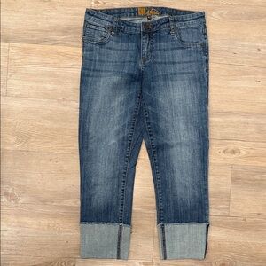 Kut from the Kloth Medium Blue Cropped Cuff Jeans